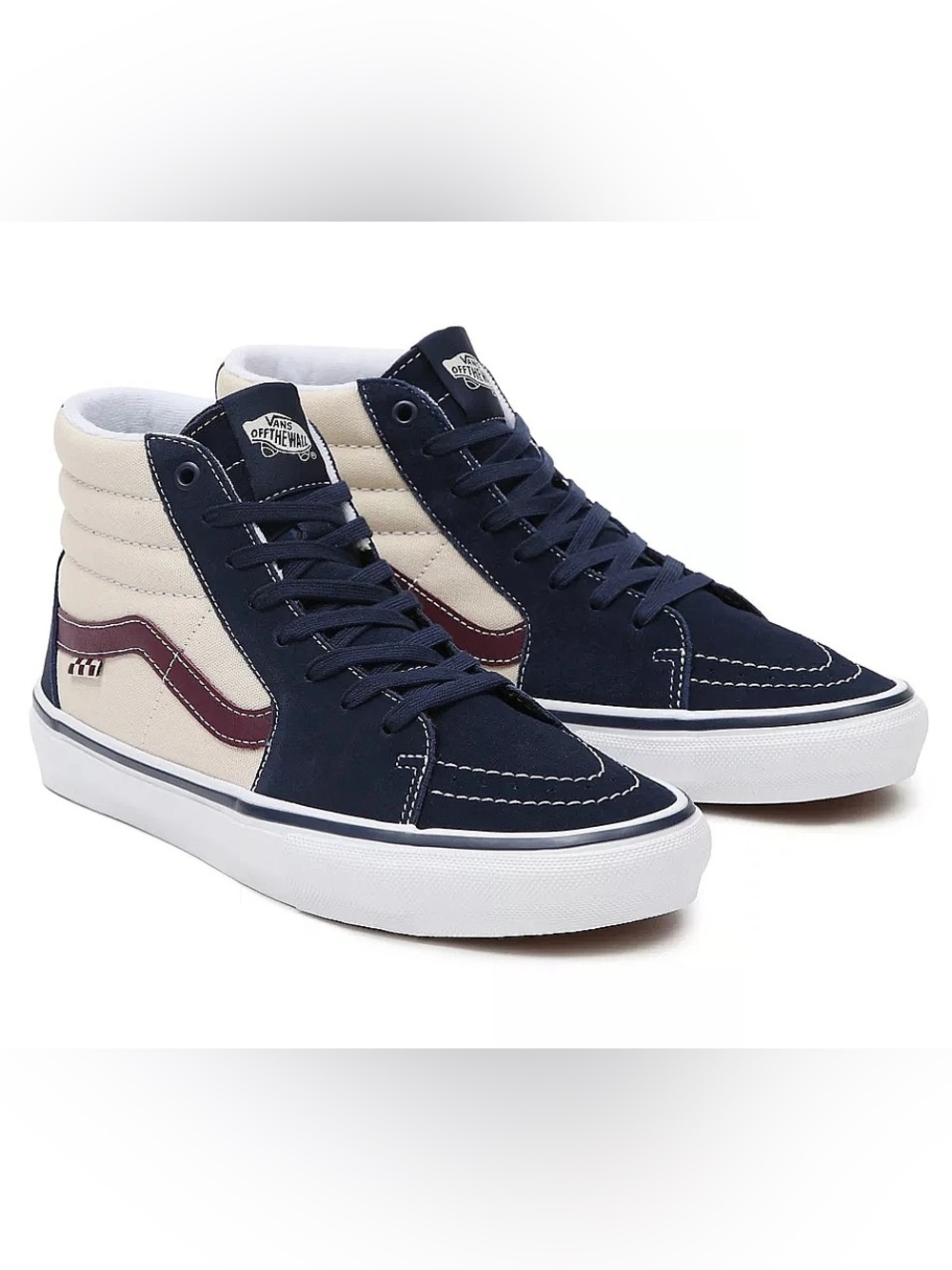 Vans High Top Sneakers in Navy, Cream & Burgundy